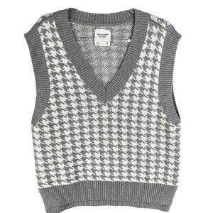 Abercrombie & Fitch Womens S Houndstooth Soft Knit Sweater Vest Cottagecore